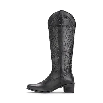 IUV Cowboy Boots for Women Stylish Knee High Comfortable Footwear