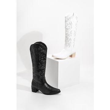 IUV Cowboy Boots for Women Stylish Knee High Comfortable Footwear