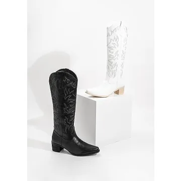 IUV Cowboy Boots for Women Stylish Knee High Comfortable Footwear