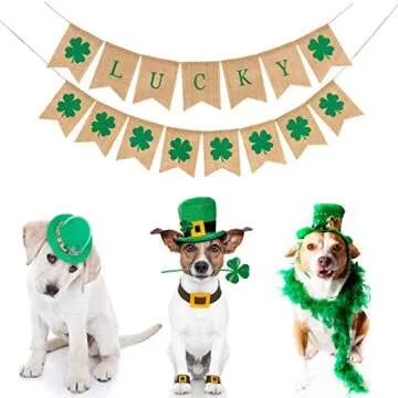 2 Pack St Patrick's Day Decorations Shamrock Burlap Banner, Burlap Banner for Mantel Fireplace Spring Holiday Accessory Wall Decorations Home Indoor Outdoor Party Green Decor (2 Pack Burlap Banner)