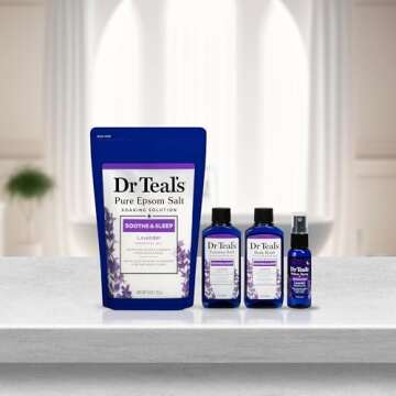 Dr Teal's Holiday Gift Set - Lavender - 4 Piece Bath Sampler, Perfect for Stocking Stuffers