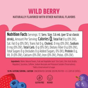 Ninja Thirsti Flavored Water Drops, FRUITI CHILL+ Wild Berry, Bold Fruit Flavor with Caffeine, Sparkling or Still, Zero Calories, Zero Sugar, Makes 17, 12oz drinks, 3 Pack, WCFWDBRAM