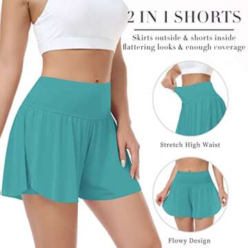Womens 2 in 1 Flowy Butterfly Shorts with Pocket