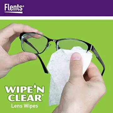 Flents Lens Wipes, Wipe 'N Clear, 150 Count, Pre-Moistened, Streak-Free, Safe for Glasses, Sunglasses, Anti-Fog, Gentle Cleaning, Clear Vision, Individually Wrapped for Travel & Convenience