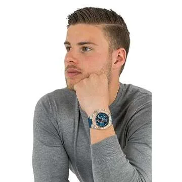 Invicta Men's Aviator Stainless Steel Quartz Watch with Silicone Strap, Blue, 26 (Model: 22523)