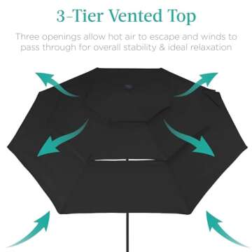 Best Choice Products 10ft 3-Tier Solar Patio Umbrella, Outdoor Market Sun Shade for Backyard, Deck, ...