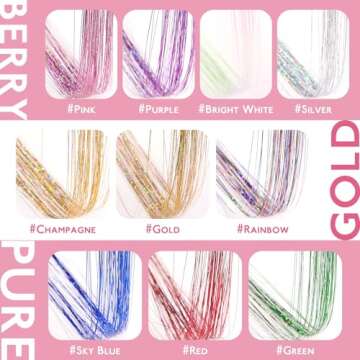 WENNALIFE Clip-in Hair Tinsel for Kids Pink Sparkle 6pcs