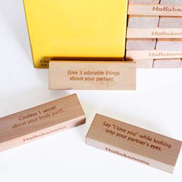 Holla Banana (O-ing [Tower]) Love & Naughty Stacking 54 Tower] [Wooden] [Block]s Funny Couple Game for Adults - with Truth or Dare Questions and Challenges