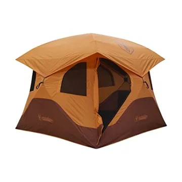 Gazelle T4 Extra Large 2 Door 4 Person Instant Portable Pop Up Outdoor Camping Hub Tent with Removable Floor and Rain Fly, Easy Setup, Orange