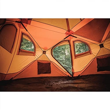Gazelle T4 Extra Large 2 Door 4 Person Instant Portable Pop Up Outdoor Camping Hub Tent with Removable Floor and Rain Fly, Easy Setup, Orange