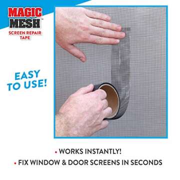 Magic Mesh Screen Repair Tape- Strong Adhesive, Instantly Mend & Repair Holes and Tears in Screen Wi...