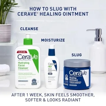 CeraVe Healing Ointment, Hydrating Skin Protectant With Petrolatum, Hyaluronic Acid & Ceramides, Face & Body Skin Barrier Repair For Cracked, Chafed, Dry Skin, Fragrance Free & Lanolin Free, 3 Oz