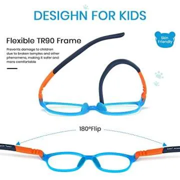 Cyxus Kids Blue Light Blocking Glasses Computer Game Spring Hinges Eyeglasses for Boys Girls Age 6-15