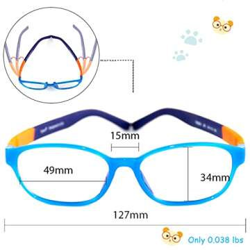 Cyxus Kids Blue Light Blocking Glasses Computer Game Spring Hinges Eyeglasses for Boys Girls Age 6-15