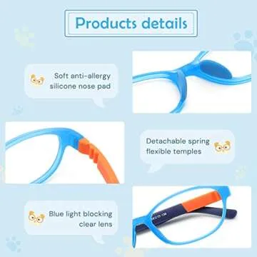 Cyxus Kids Blue Light Blocking Glasses Computer Game Spring Hinges Eyeglasses for Boys Girls Age 6-15