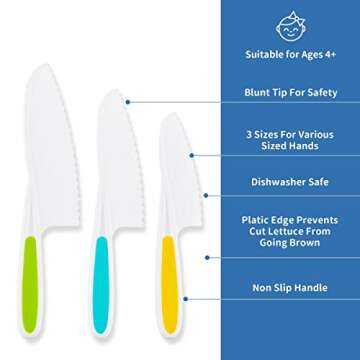 HONGYUTAI kids safe plastic nylon knife,3-Piece kid friendly knives