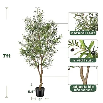 FEELEAD 7ft Faux Olive Tree for Home Decor Indoor