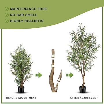 FEELEAD 7ft Faux Olive Tree for Home Decor Indoor