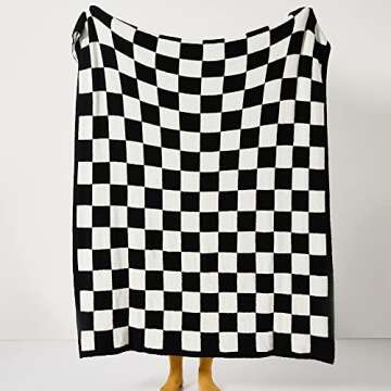 Throw Blankets Barefoot Checkerboard Gingham Warm Cozy Microfiber Reversible for Home Decor Bed Couc...