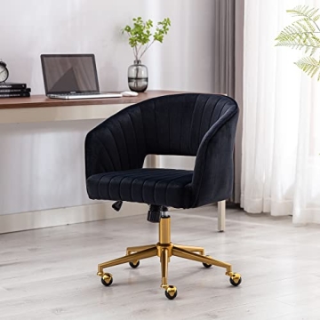 Stylish Velvet Office Chair with Gold Base for Comfort