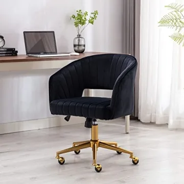 Stylish Velvet Office Chair with Gold Base for Comfort