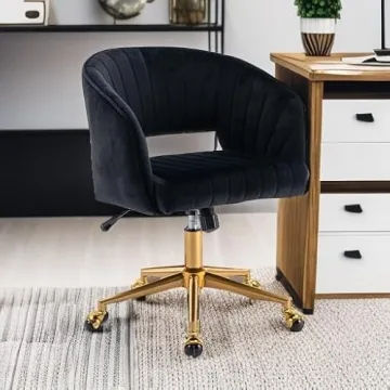 Stylish Velvet Office Chair with Gold Base for Comfort