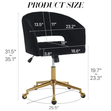 Stylish Velvet Office Chair with Gold Base for Comfort