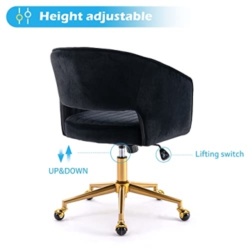 Stylish Velvet Office Chair with Gold Base for Comfort