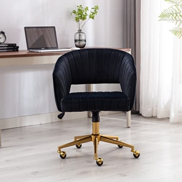 Stylish Velvet Office Chair with Gold Base for Comfort
