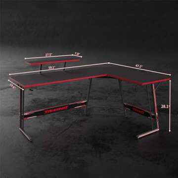 DESINO L Shaped Gaming Desk 59 inch Computer Corner Desk PC Writing Table Gamer Workstation for Home Office, Black