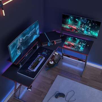 DESINO L Shaped Gaming Desk 59 inch Computer Corner Desk PC Writing Table Gamer Workstation for Home Office, Black