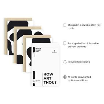 HAUS AND HUES Black and White Abstract Wall Art - Set of 3 Black and White Wall Art Modern Wall Decor, Contemporary Wall Art Modern Art Wall Decor, Black and White Artwork for Walls (Unframed 12x16)