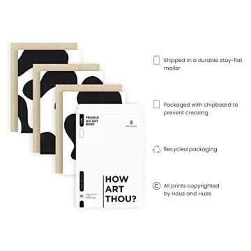 HAUS AND HUES Black and White Abstract Wall Art - Set of 3 Black and White Wall Art Modern Wall Decor, Contemporary Wall Art Modern Art Wall Decor, Black and White Artwork for Walls (Unframed 12x16)