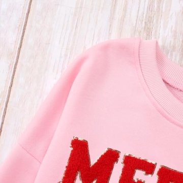 IZYJOY Christmas Merry Sweatshirt Pink Oversized Style