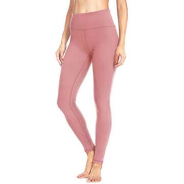 QUEENIEKE Women Legging Yoga High Waist Hidden Pockets Sport Pants Running Tights Size S Color Begonia Pink