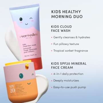 Evereden Kids Face Cream, 1.7 oz. | Fragrance-Free and Kids Face Lotion with SPF 20 | Clean and Non-Toxic Kids Face Moisturizer | Multi-Vitamin Skin Care for Kids | FSA Eligible