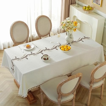 Elegant JIALE Tablecloth - Waterproof & Wrinkle-Free Design with Tassels, 55" for 2-4 Seats