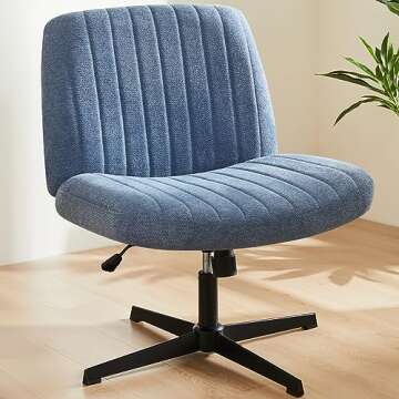 Sweetcrispy Office Chair No Wheels - Armless Desk Chair No Wheels Cross Legged Office Chair Wide Swi...