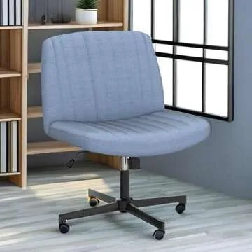 Sweetcrispy Office Chair No Wheels - Armless Desk Chair No Wheels Cross Legged Office Chair Wide Swivel Home Office Desk Chairs