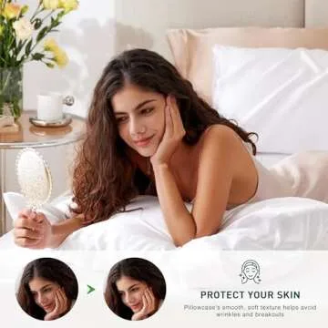 Love's cabin Satin Pillowcase for Hair and Skin (Bleaching White, 20x36 inches) Similar to Silk Pillow Cases, King Size Pillow Cases Set of 2 - Satin Cooling Pillow Covers with Envelope Closure