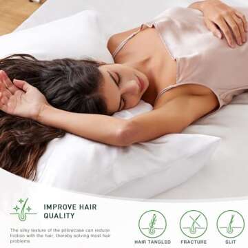 Love's cabin Satin Pillowcase for Hair and Skin (Bleaching White, 20x36 inches) Similar to Silk Pillow Cases, King Size Pillow Cases Set of 2 - Satin Cooling Pillow Covers with Envelope Closure