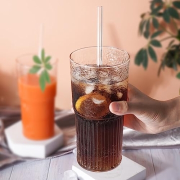 Bandesun 22oz High Borosilicate Glass Cups with Lids