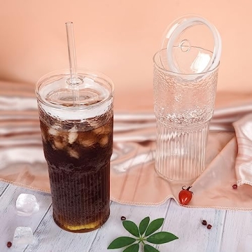 Bandesun 22oz High Borosilicate Glass Cups with Lids