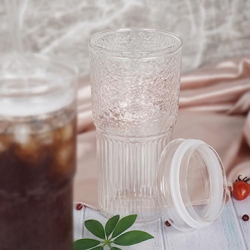 Bandesun 22oz High Borosilicate Glass Cups with Lids