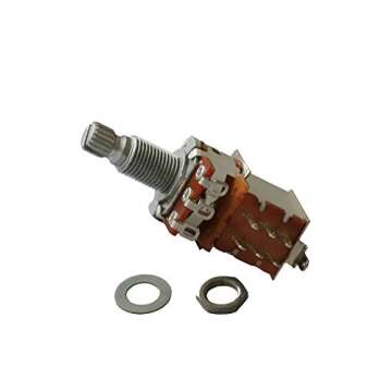 Metallor Push Pull Pot DPDT Switched Guitar Bass Potentiometer Audio Volume Tone Split Shaft Control Switch 18mm with Nuts and Washers Guitar Parts Replacement (A250K)