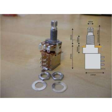 Metallor Push Pull Pot DPDT Switched Guitar Bass Potentiometer Audio Volume Tone Split Shaft Control Switch 18mm with Nuts and Washers Guitar Parts Replacement (A250K)