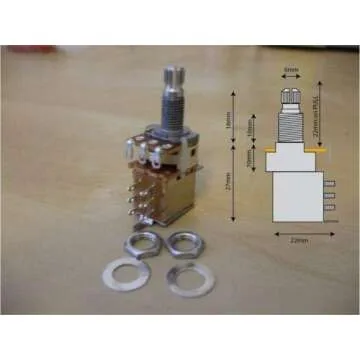 Metallor Push Pull Pot DPDT Switched Guitar Bass Potentiometer Audio Volume Tone Split Shaft Control Switch 18mm with Nuts and Washers Guitar Parts Replacement (A250K)