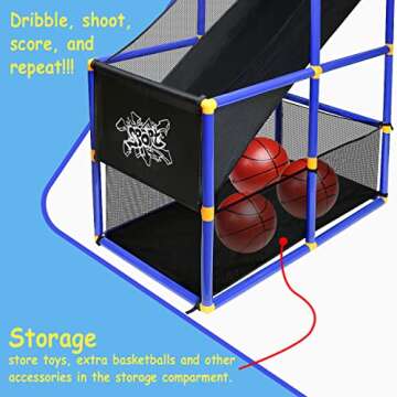 Kiddie Play Toy Basketball Hoop Arcade Game Set | with 4 Balls & Air Pump, Indoor Outdoors Sports Toys for Kids