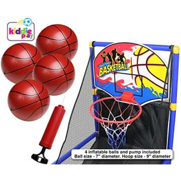 Kiddie Play Toy Basketball Hoop Arcade Game Set | with 4 Balls & Air Pump, Indoor Outdoors Sports Toys for Kids