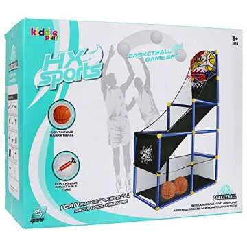 Kiddie Play Toy Basketball Hoop Arcade Game Set | with 4 Balls & Air Pump, Indoor Outdoors Sports Toys for Kids